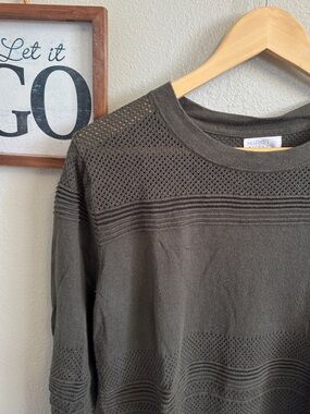 Market & Spruce Rowan Olive Textures Knit Crewneck Sweater